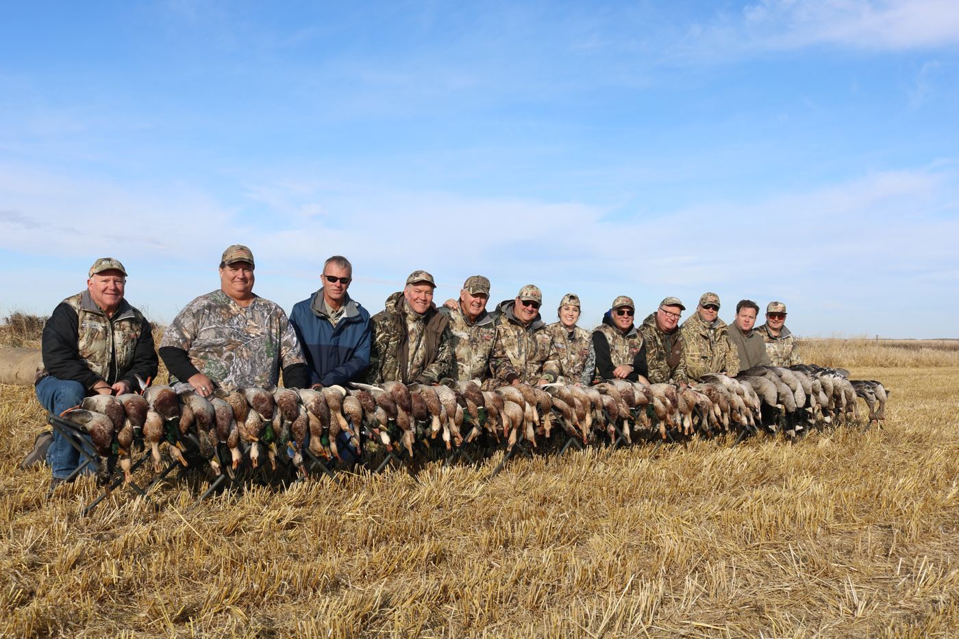 Wide group photo with a long line of Saskatchewan waterfowl bag Wide group photo with a long line of Saskatchewan waterfowl bag